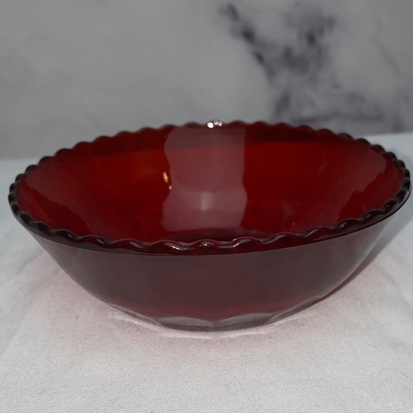 Anchor Hocking Glass Serving Bowl and Flat Tumbler Windsor Royal Red - Picture 4 of 13